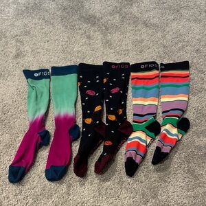 Figs Women’s Size Small Compression Socks - 3 pairs